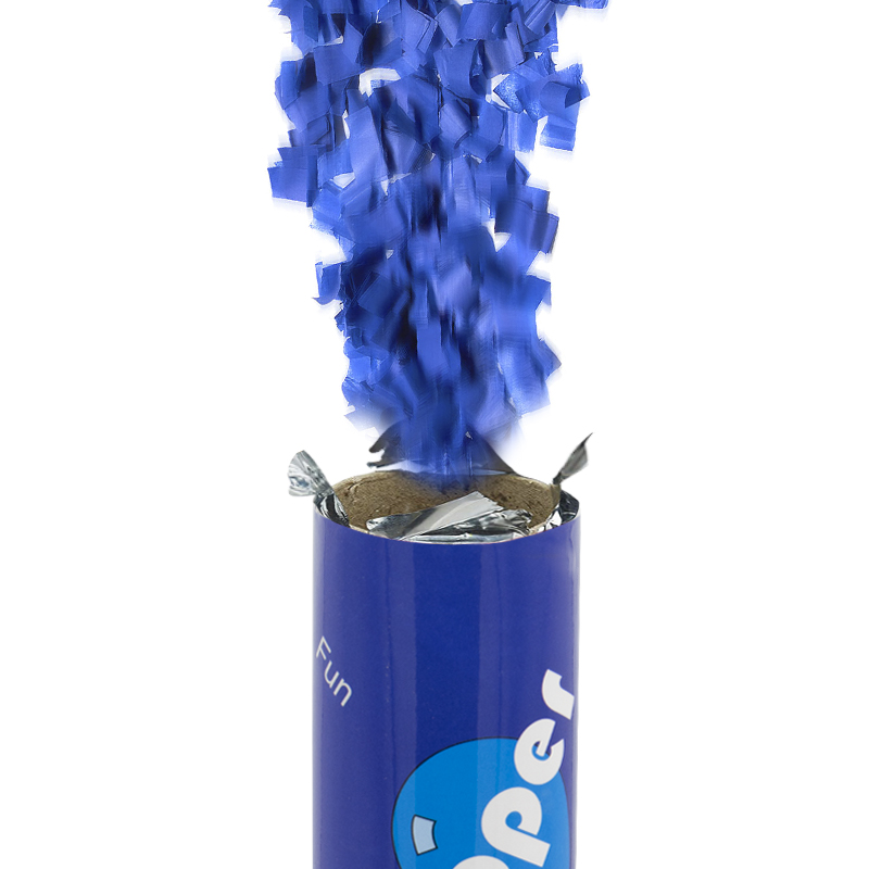 3 Spara coriandoli di colore Blu ad aria compressa Party Popper. Lunghezza 30 cm