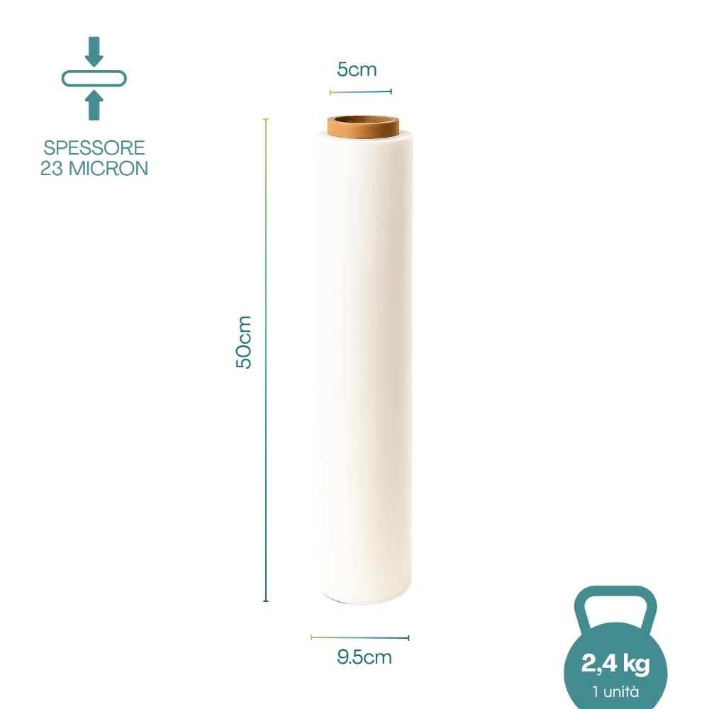 6 Bobine estensibile Bianche da 2,4 Kg con altezza pari a 50 cm - Pellicola/Film per imballo