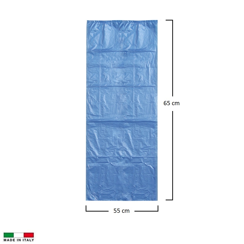 150 Sacchetti BLU per la raccolta differenziata LDPE misura 55X65 cm - 10 Rotoli da 15 buste