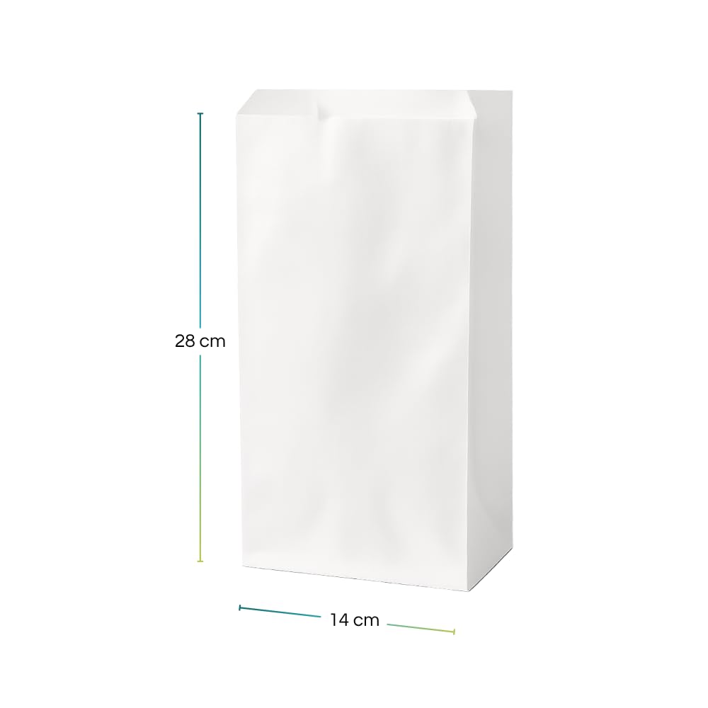 10 kg (circa 1450) Sacchetti di Carta Bianca Satinata da 14x28 cm per oggetti e regali