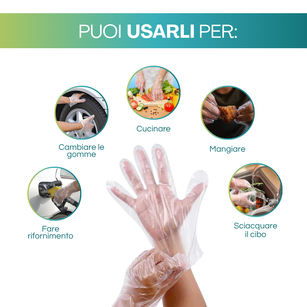 Guanti Monouso Da 100 Pezzi/borsa Guanti Monouso In Plastica Trasparente TPE Per La Preparazione Degli Alimenti Pentole Trasparenti Gadget Per Barbecue Fornure Da Cucina - Foto 2