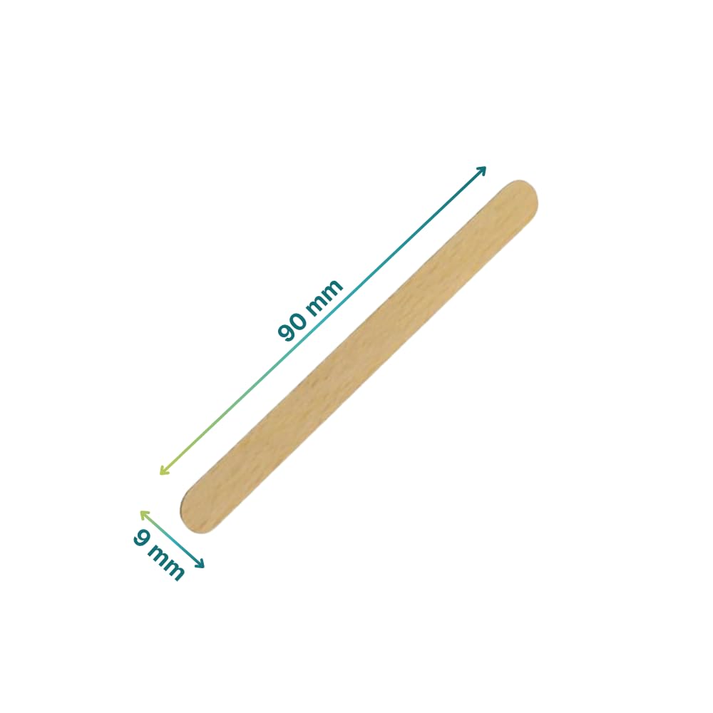 2000 Palette caffè incartate in legno di betulla da 90 mm x 9 mm incartate singolarmente