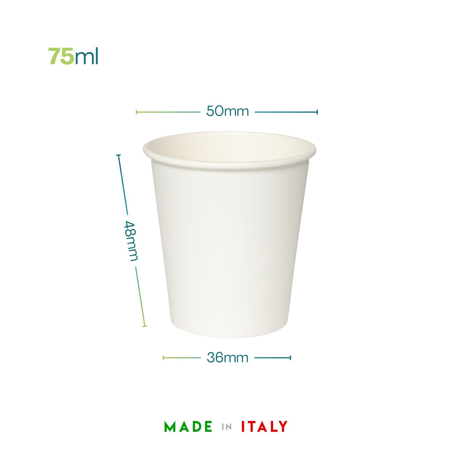 100 Bicchierini in cartoncino bianco per caffè da 75 ml
