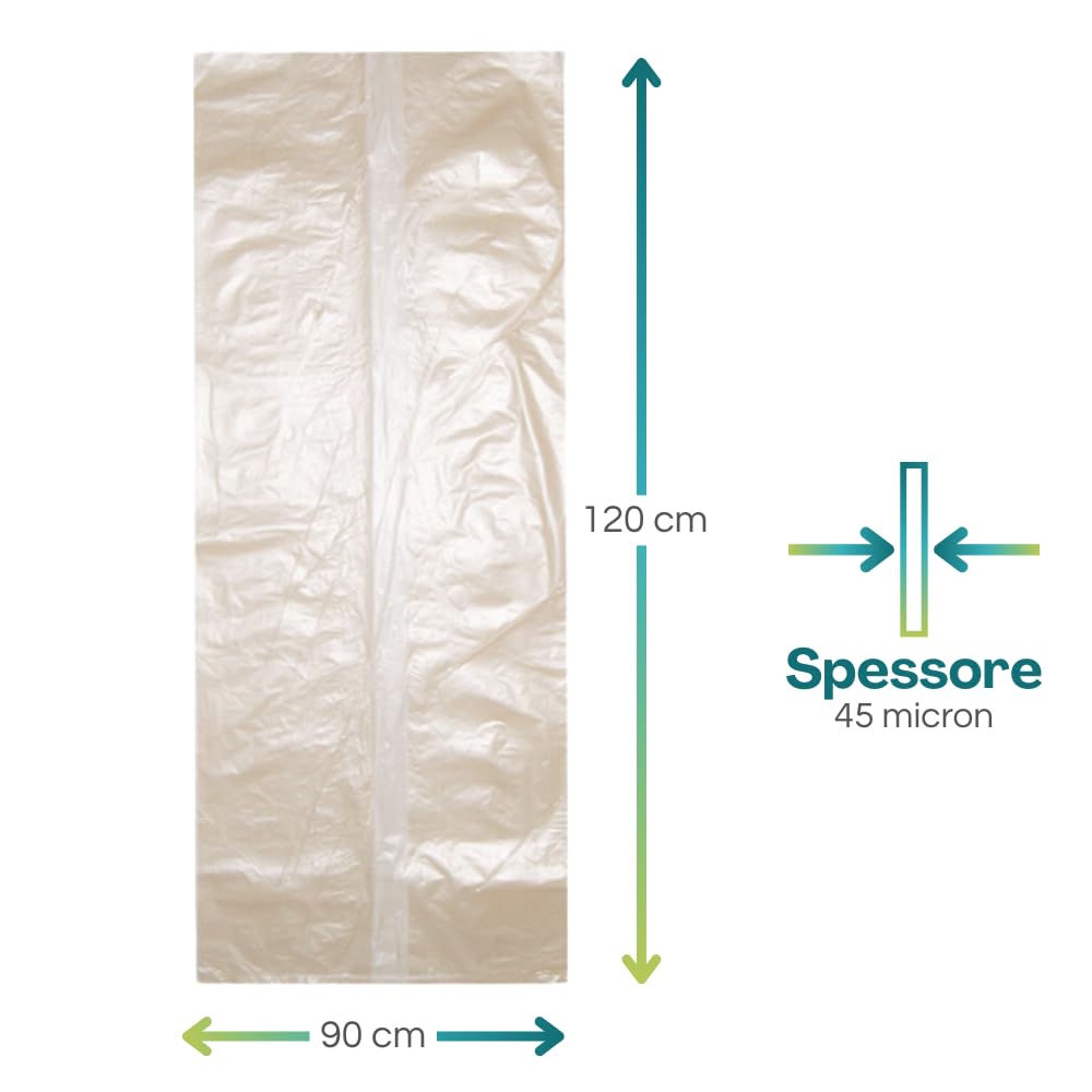 80 Sacchi per Spazzatura a Rotoli Ambra Trasparente 90X120 cm - Sacchi Resistenti e Spessi 45 Micron