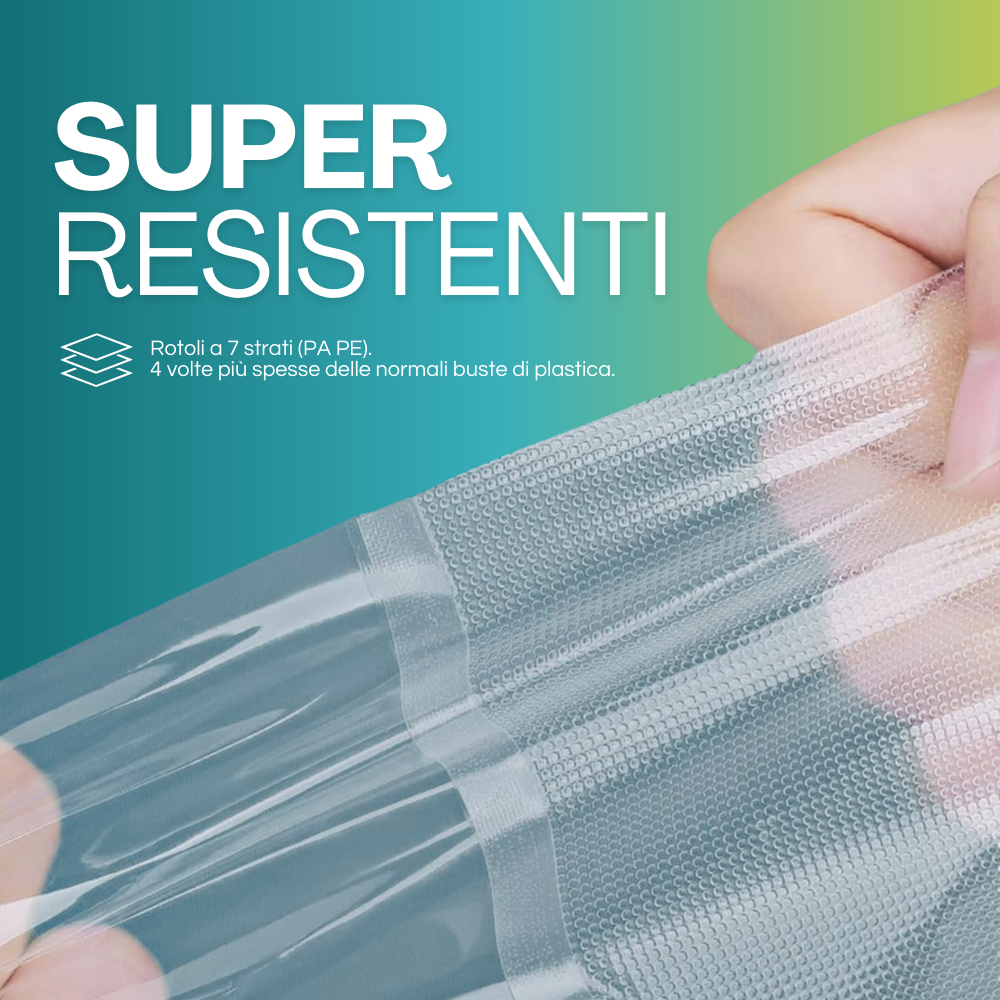 Rotoli Per Sottovuoto Alimenti - 2x30cmx6m, Goffrati, Senza BPA, Made In Italy - Foto 2