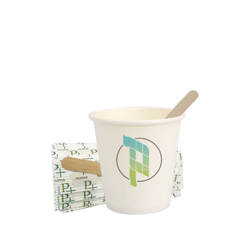 500 Bicchieri Carta 90ml + 500 Palette Legno - Biodegradabili, Per Caff&egrave; E Cappuccino, Colore Avana