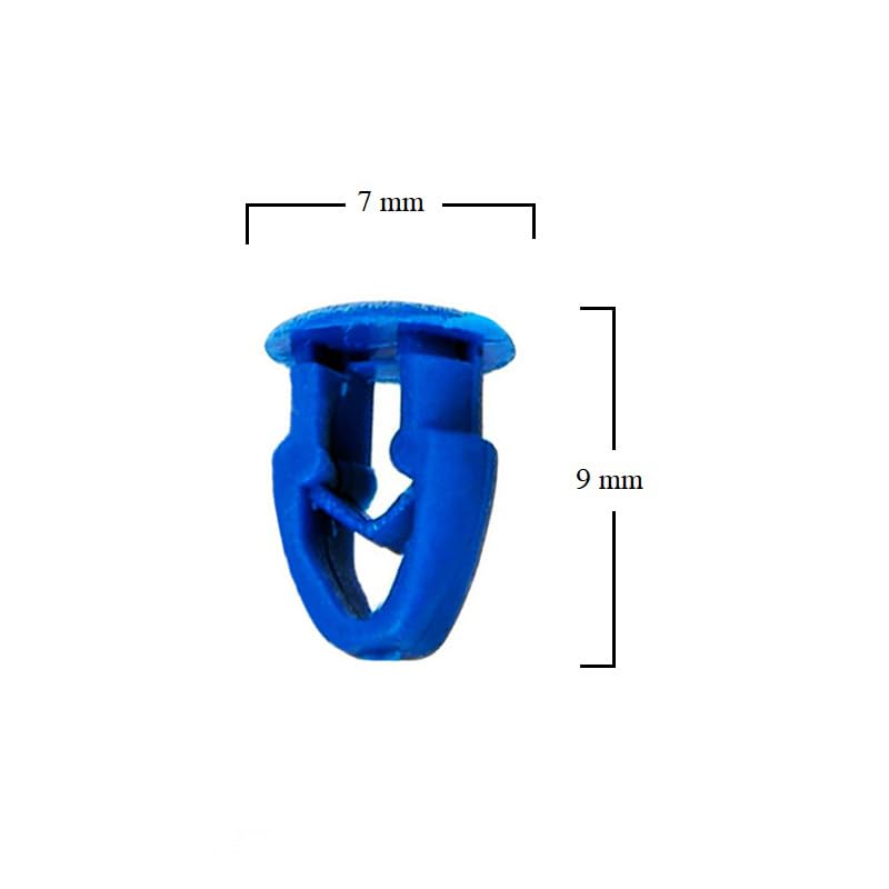 Bottoni Targa auto Clip per fissaggio Targa mis. 8x8 mm - Bottoncini in plastica rigida per Targa Europea, graffe a testa piatta, copri fori, per auto e moto - 100 Pezzi BLU