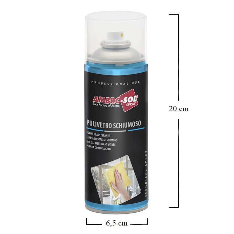 Bomboletta Spray pulizia cristalli 500 ml Schiuma vetri auto - Schiuma attiva per la cura dell'auto per vetri e superfici lisce - Detergente attivo per la pulizia del parabrezza