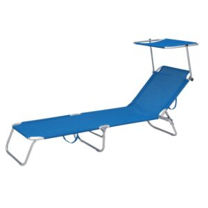 Lettino prendisole pieghevole Blu con tetto parasole