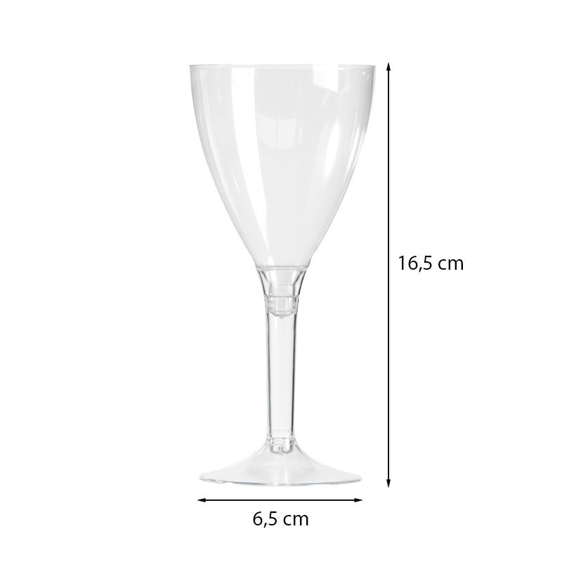 200 calici in plastica trasparente da 180 ml con gambo rimovibile