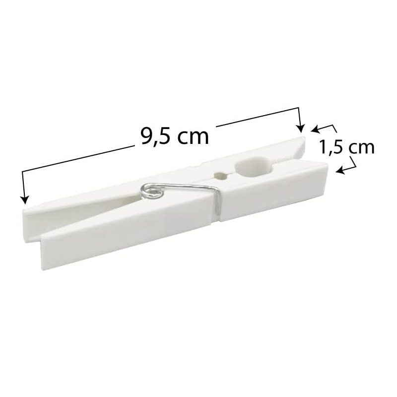 400 Mollette in legno Pinze per bucato rivestite in plastica di colore bianco. Mollette resistenti e robuste