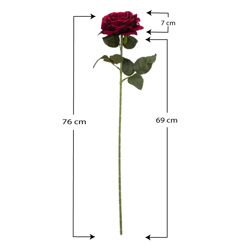 3 Rose artificiali in tessuto inodore - Fiori finti con foglie realistiche a gambo lungo - Rose Rosse