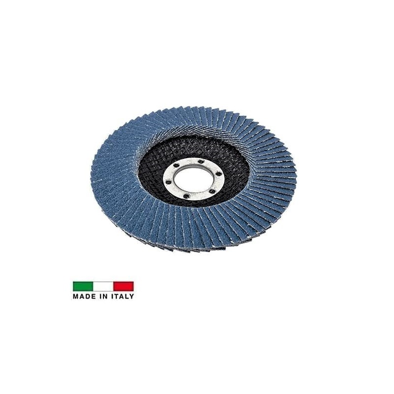 10 Dischi lamellari per smerigliatrici mis. 115 mm a GRANA 80 - Dischi a ventaglio in Zirconio per acciaio inox, alluminio e ghisa