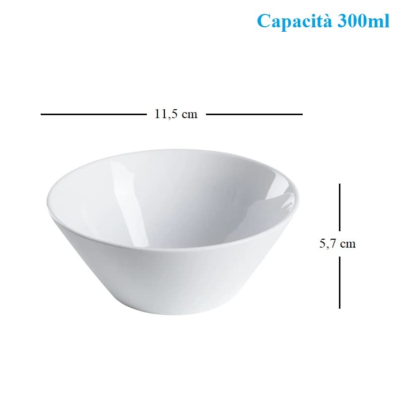 48 Ciotole da yogurt in melamina bianca 300ml - 11,5x5,7 cm per gelato, finger food