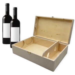 Scatola Porta Bottiglie di Vino in Legno per 2 bottiglie