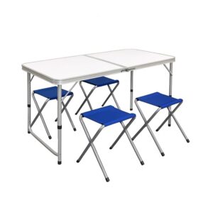 Set tavolo a valigetta e sedie da campeggio