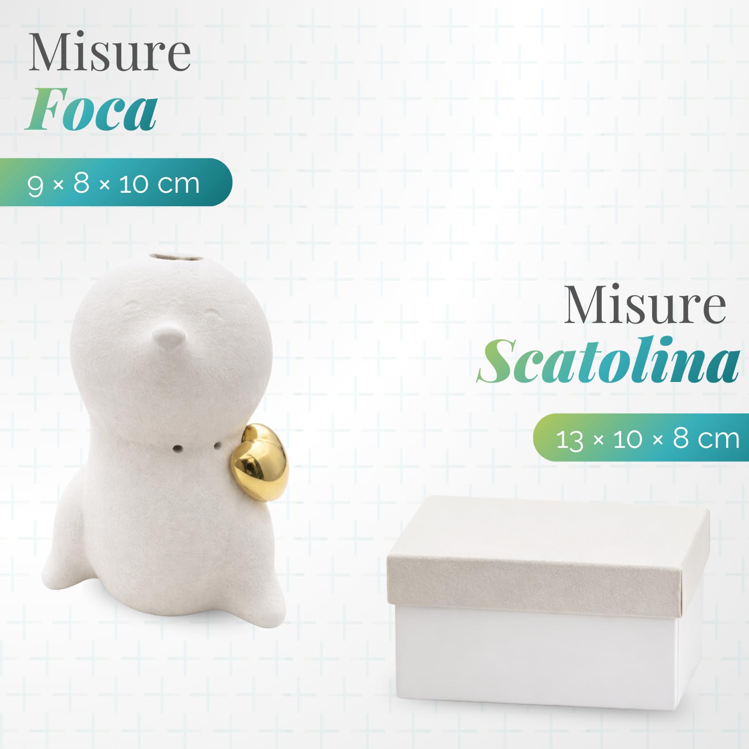 5 Bomboniere in ceramica a forma di foca con profumatore e luce LED - Misura 8x6x13 cm - Ideali come bomboniere eleganti per matrimonio, battesimo e cerimonie tema mare