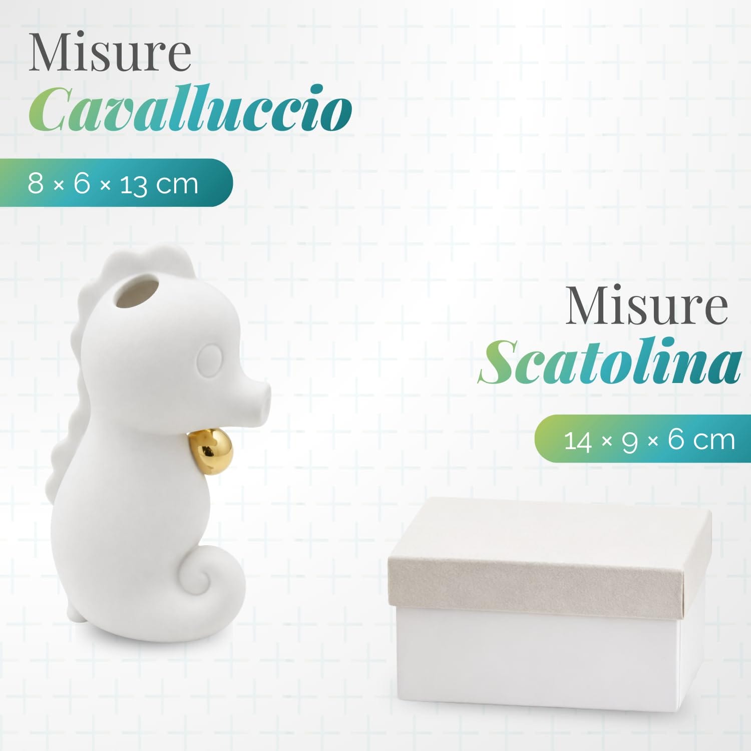 5 Bomboniere in ceramica a forma di cavalluccio marino con profumatore e luce LED - Misura 8x6x13 cm - Ideali come bomboniere eleganti per matrimonio, battesimo e cerimonie tema mare