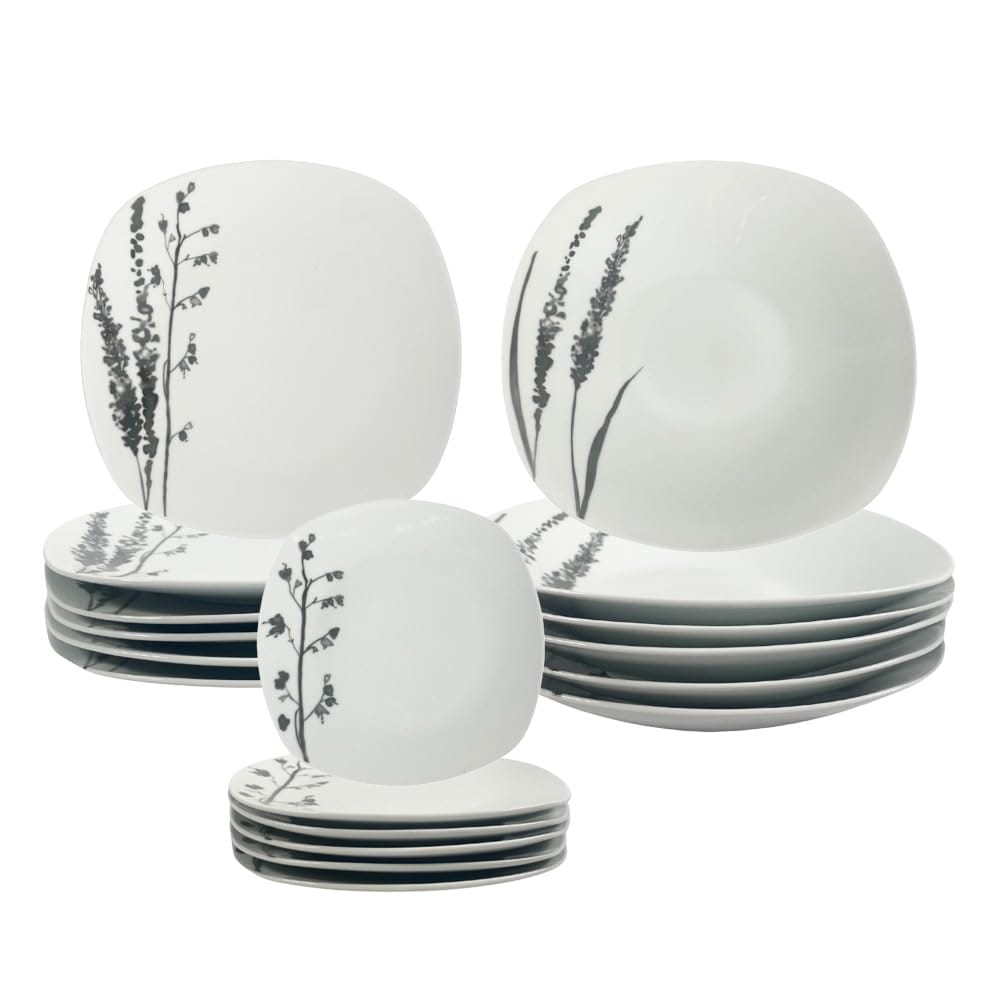 HASENSE Set di piatti piani in ceramica da 10,25 cm, grandi piatti in porcellana per pasta e insalata, set di piatti in gres porcellanato blu, adatti per microonde, forno e lavastoviglie