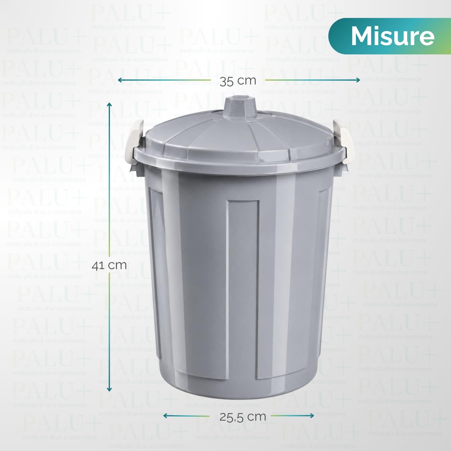 Pattumiera per raccolta differenziata da 21 Litri con coperchio antiodore con chiusura a clip e maniglie integrate - Colore Grigio Scuro