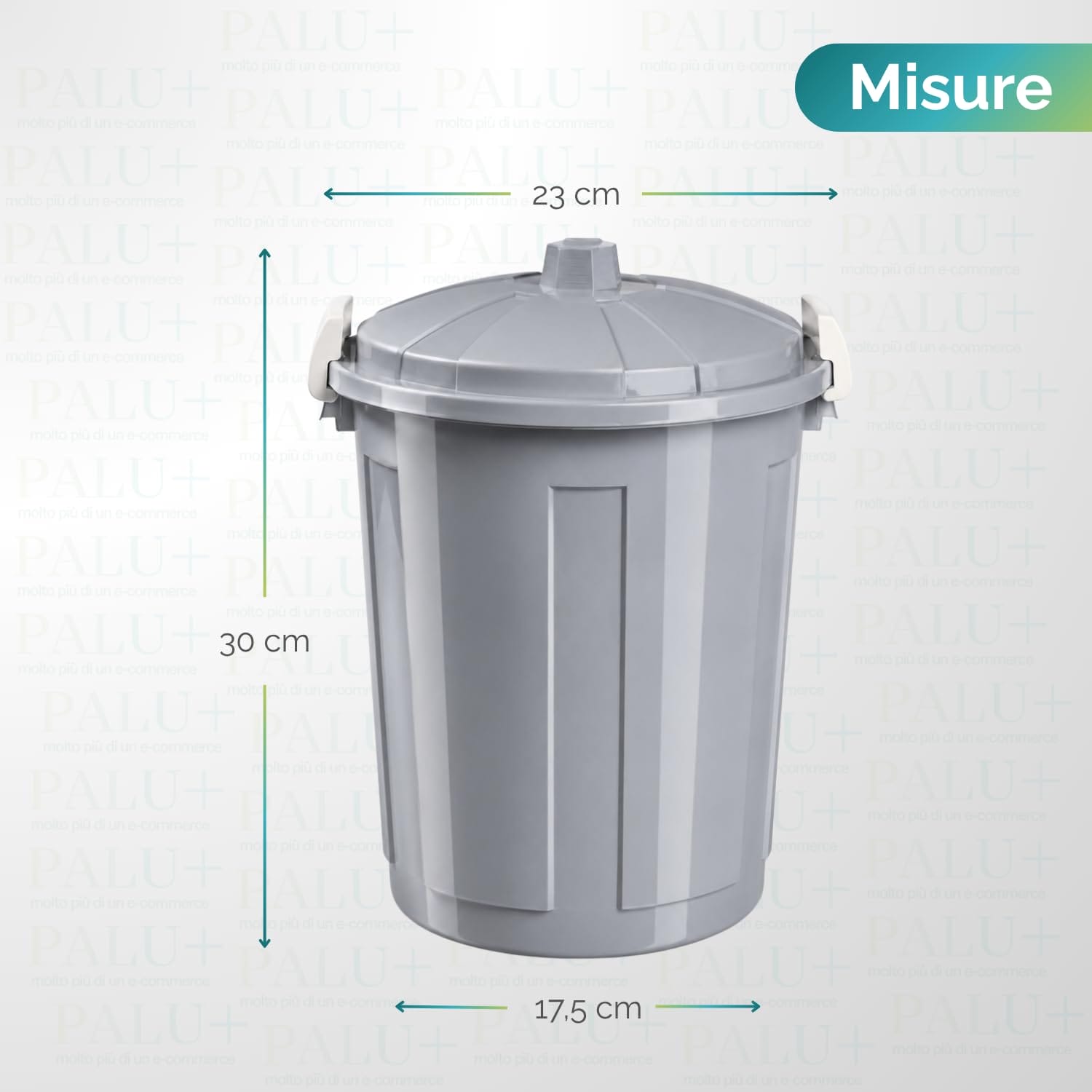 Pattumiera per raccolta differenziata da 7 Litri con coperchio con chiusura a clip e maniglie integrate - Colore Grigio Scuro