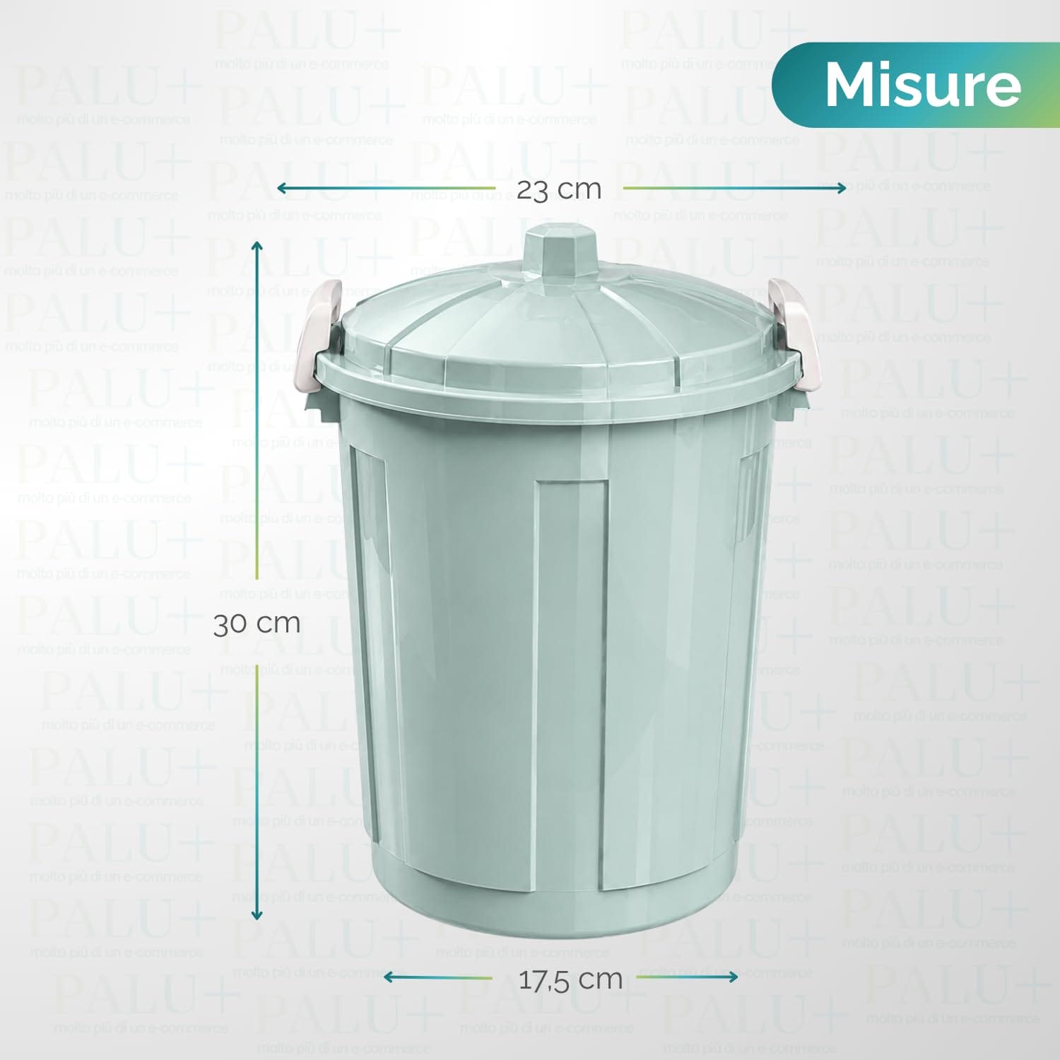 Pattumiera per raccolta differenziata da 7 Litri con coperchio con chiusura a clip e maniglie integrate - Colore Verde
